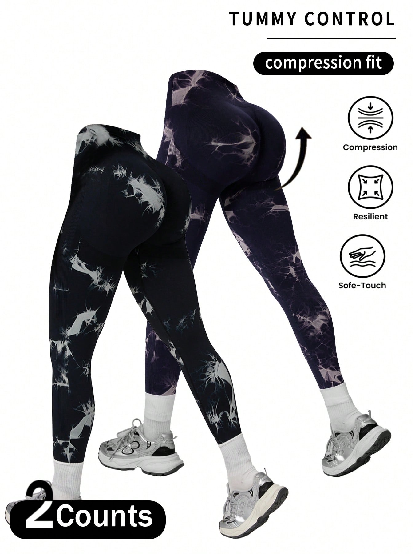 Yoga & Fitness Center - 2pcs Seamless High Elastic Tie-Dyed Sports
