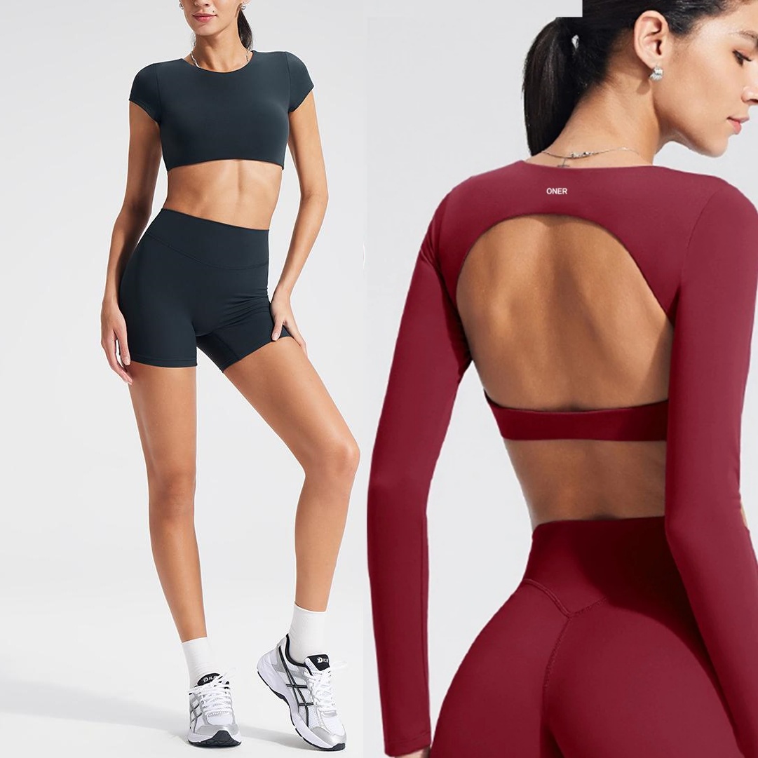 Yoga & Fitness Center - Women's long-sleeved yoga top with built-in
