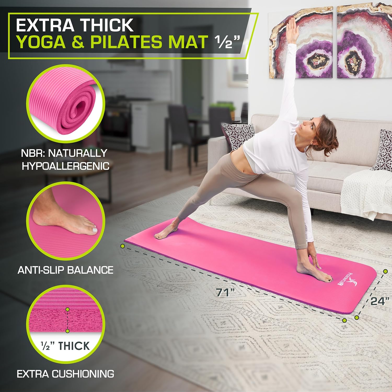 Extra Thick Yoga Mat 1/2
