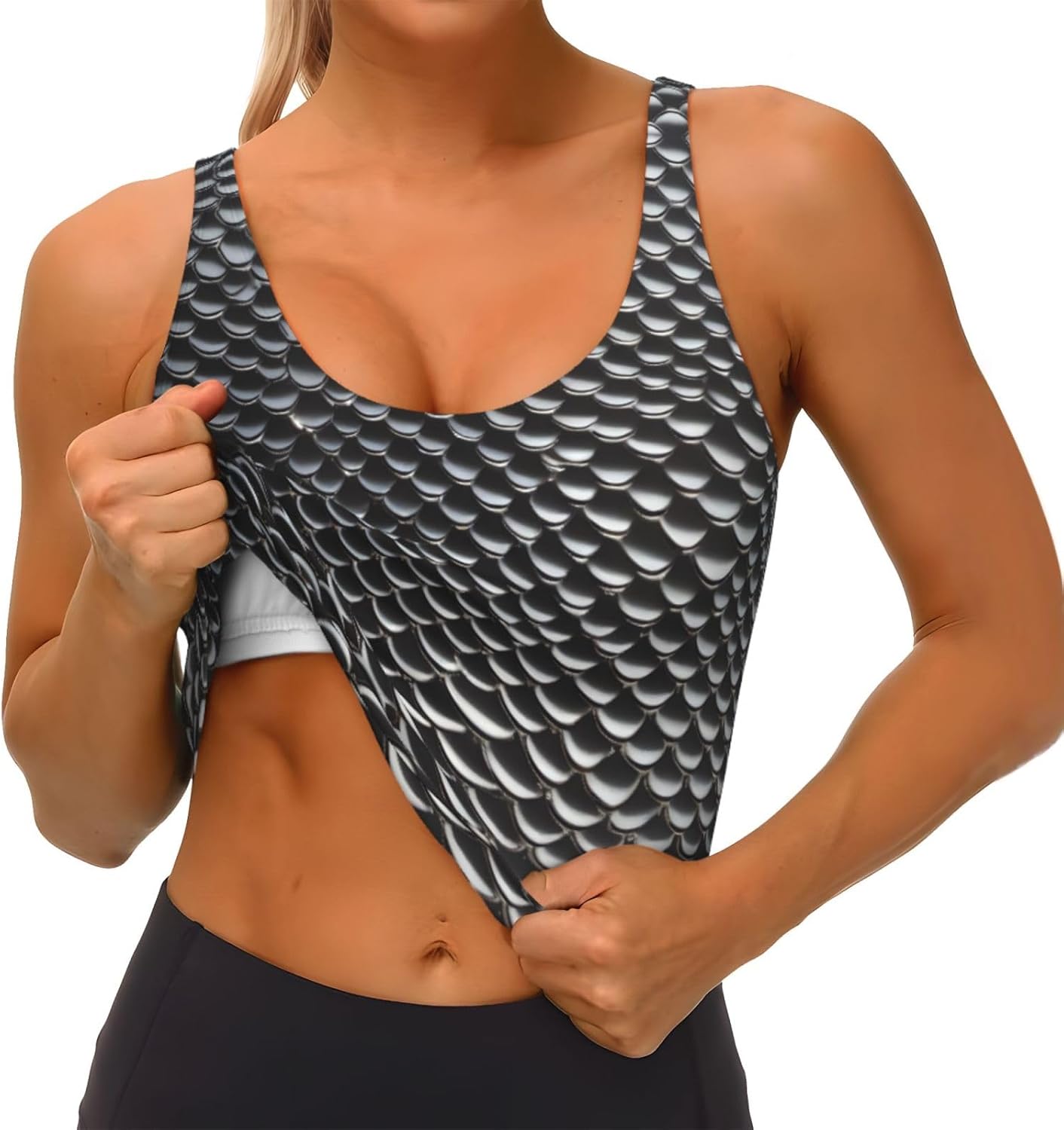 Silver fish scale Printed Wome – обзор и цена Yoga Fitness Girl