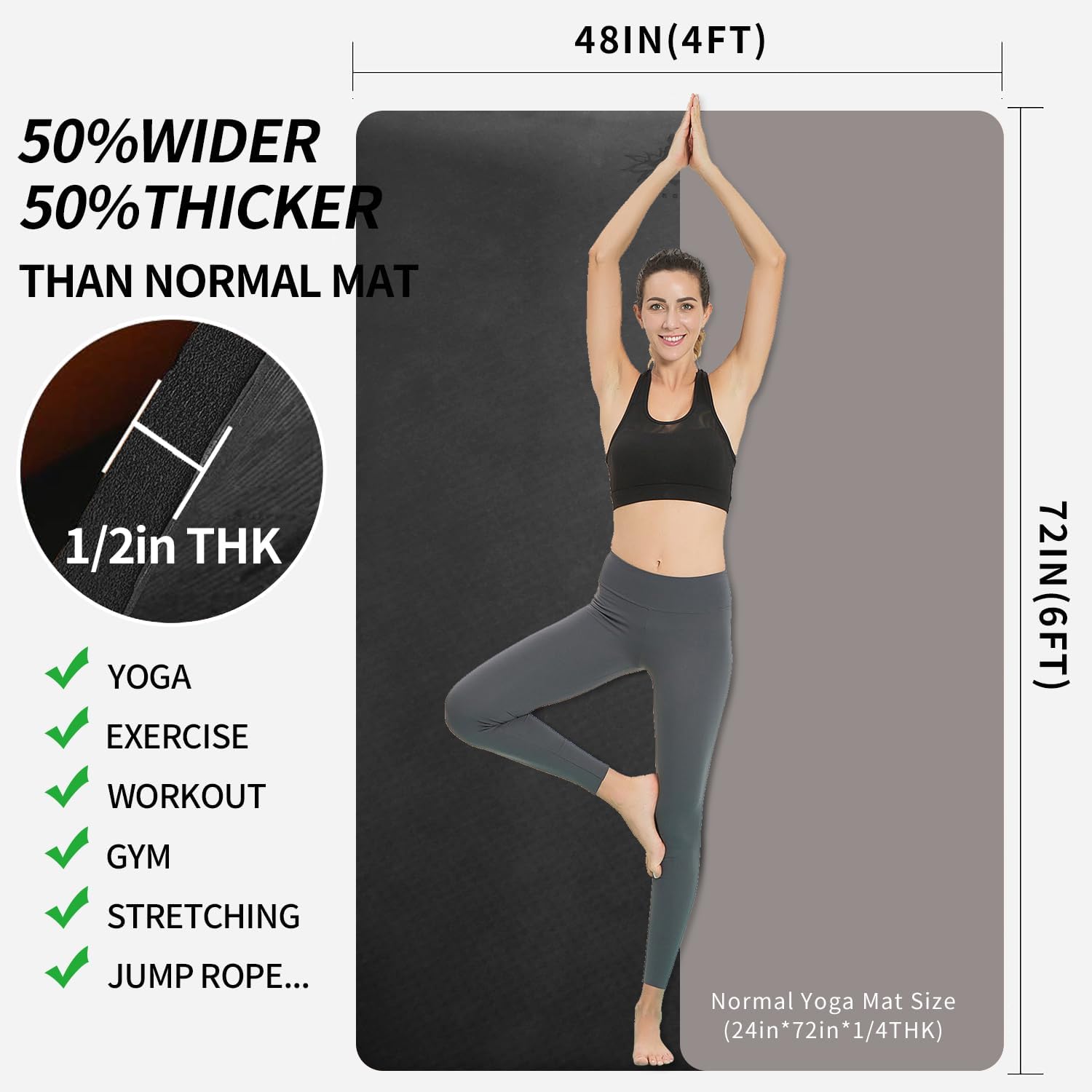 Extra Thick TPE Yoga Mat 6'x4' – обзор и цена Thick Yoga Mat